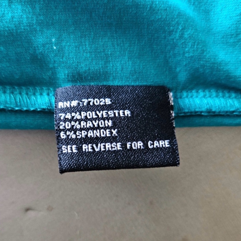 NENE by NeNe Leakes Teal Asymmetrical Cold Shoulder Poncho Tunic Top Size M - Picture 5 of 6